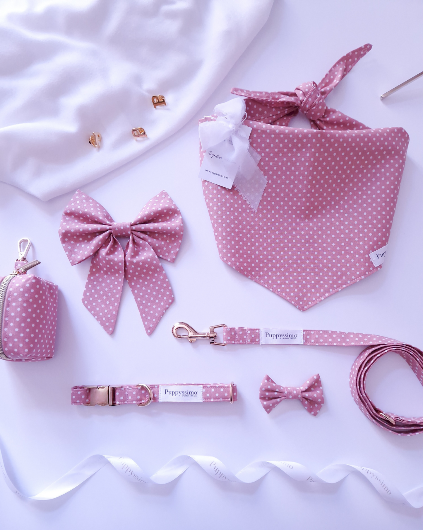 DOG BANDANA - DUSTY ROSE DOTS