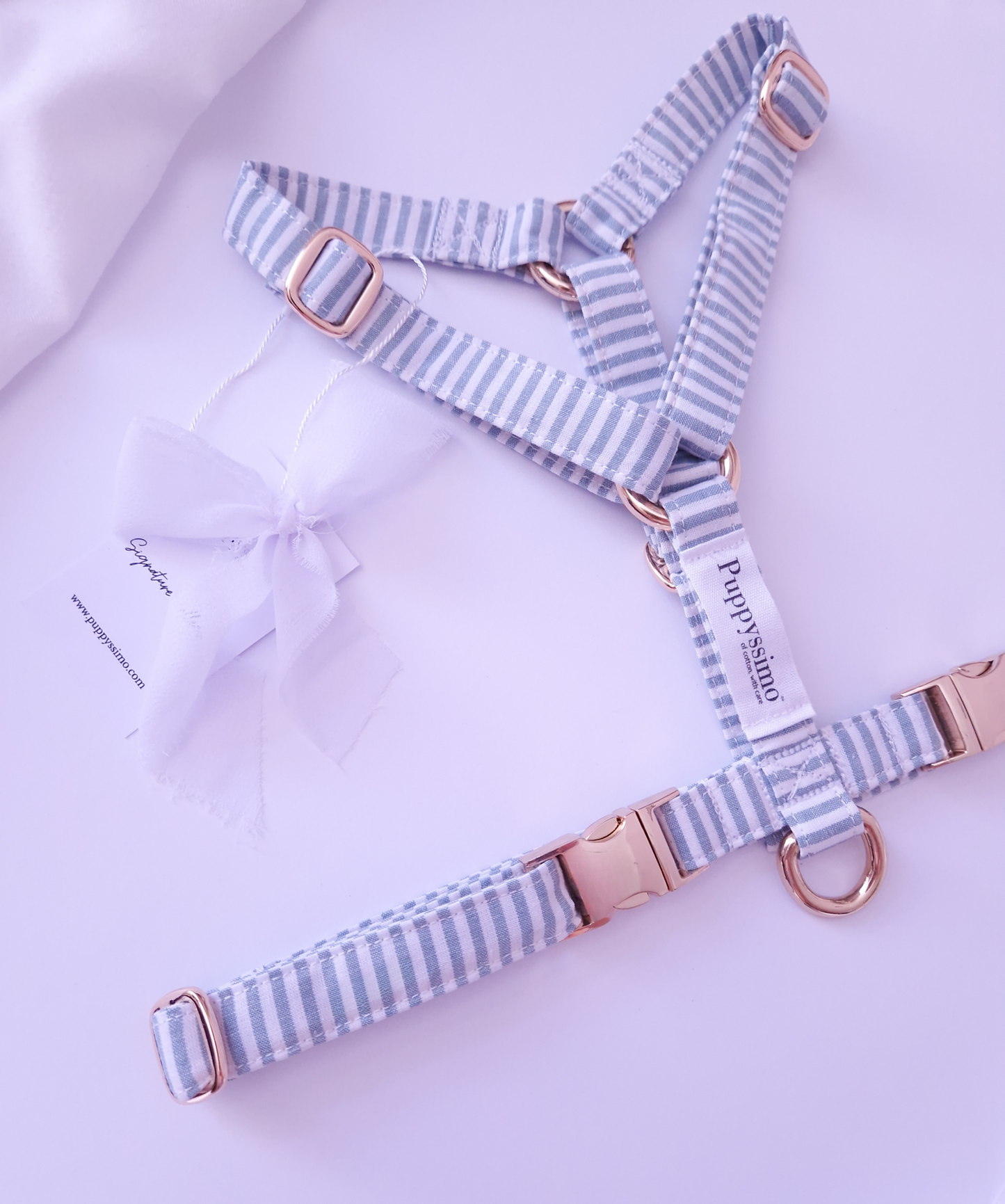 DOG HARNESS - MINTY STRIPES