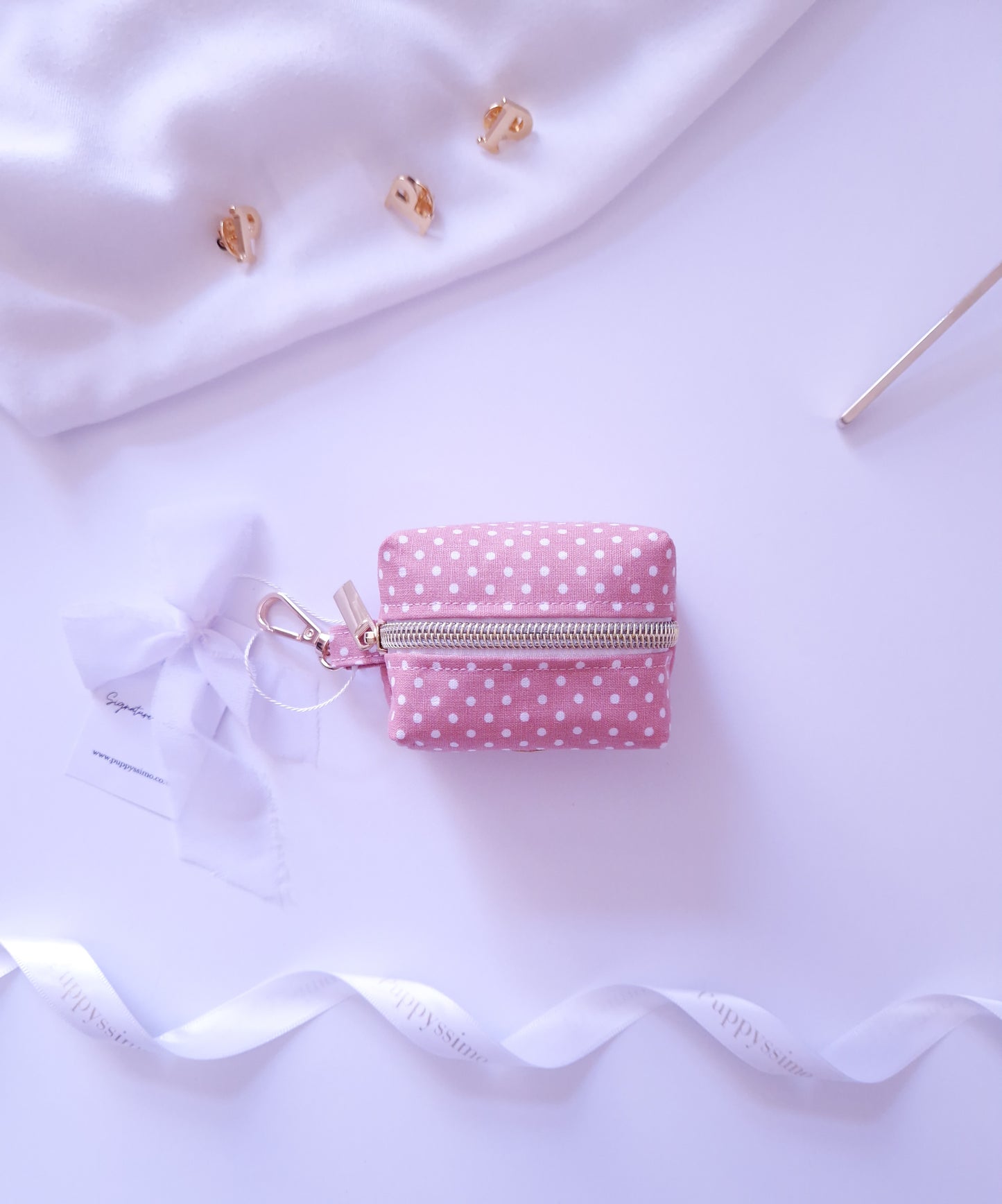 POOP BAG DISPENSER - DUSTY ROSE DOTS