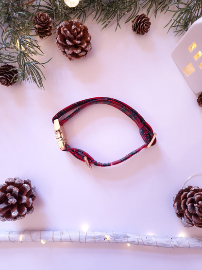 DOG COLLAR - FESTIVE TARTAN