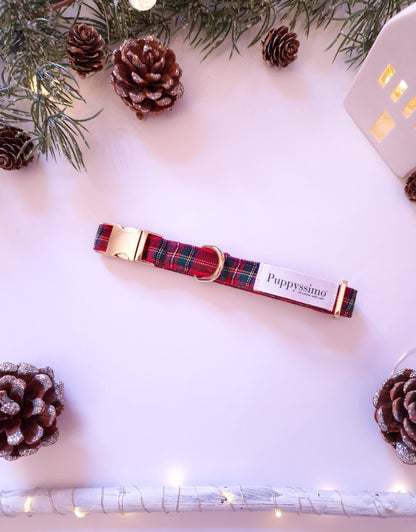 DOG COLLAR - FESTIVE TARTAN