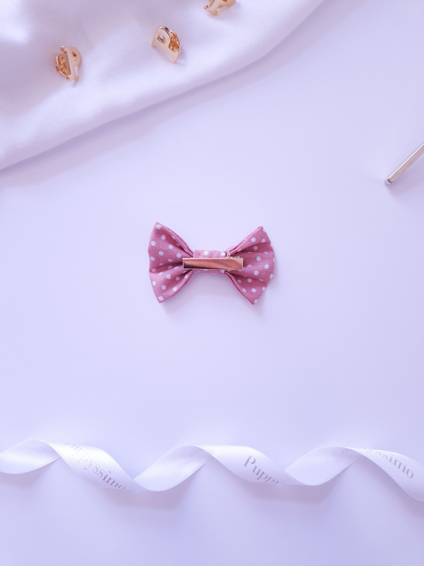 BOW - SMALL DOG ​​- DUSTY ROSE DOTS