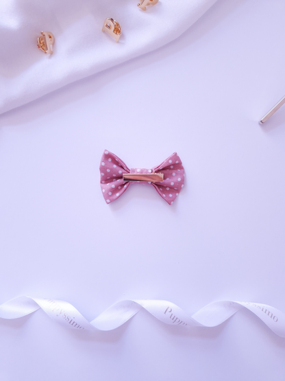 BOW - SMALL DOG ​​- DUSTY ROSE DOTS
