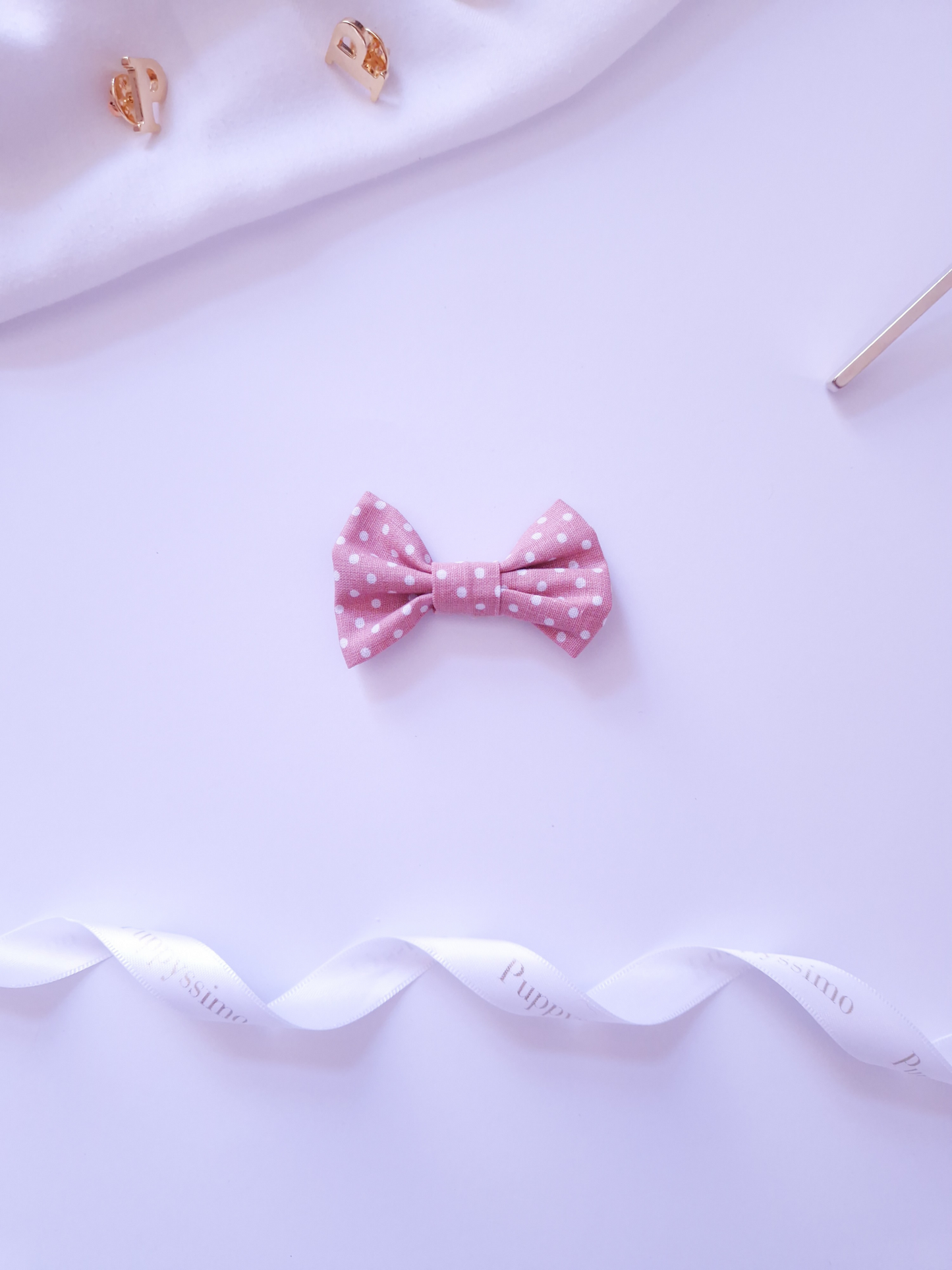 BOW - SMALL DOG ​​- DUSTY ROSE DOTS