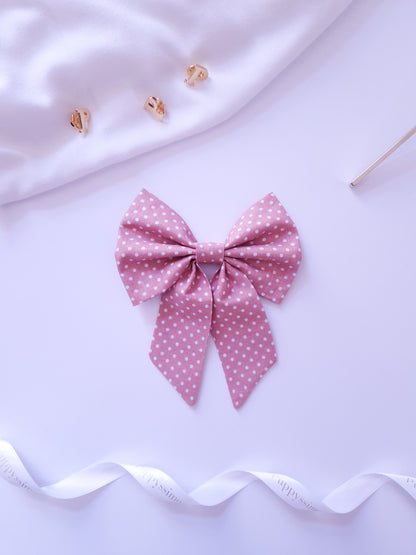 BOW - SAILOR BOW - DUSTY ROSE DOTS