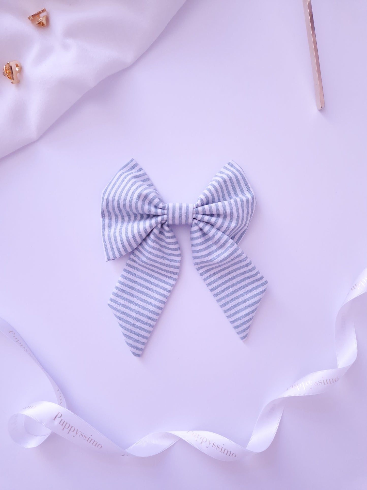 BOW - SAILOR BOW - MINTY STRIPES