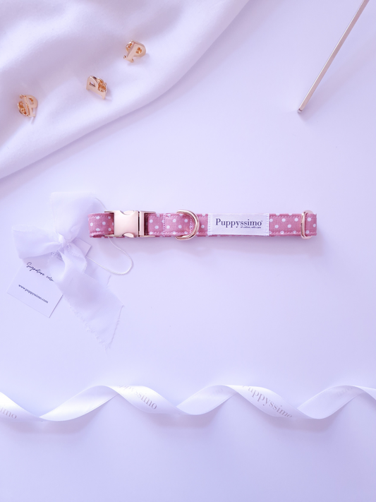 DOG COLLAR - DUSTY ROSE DOTS