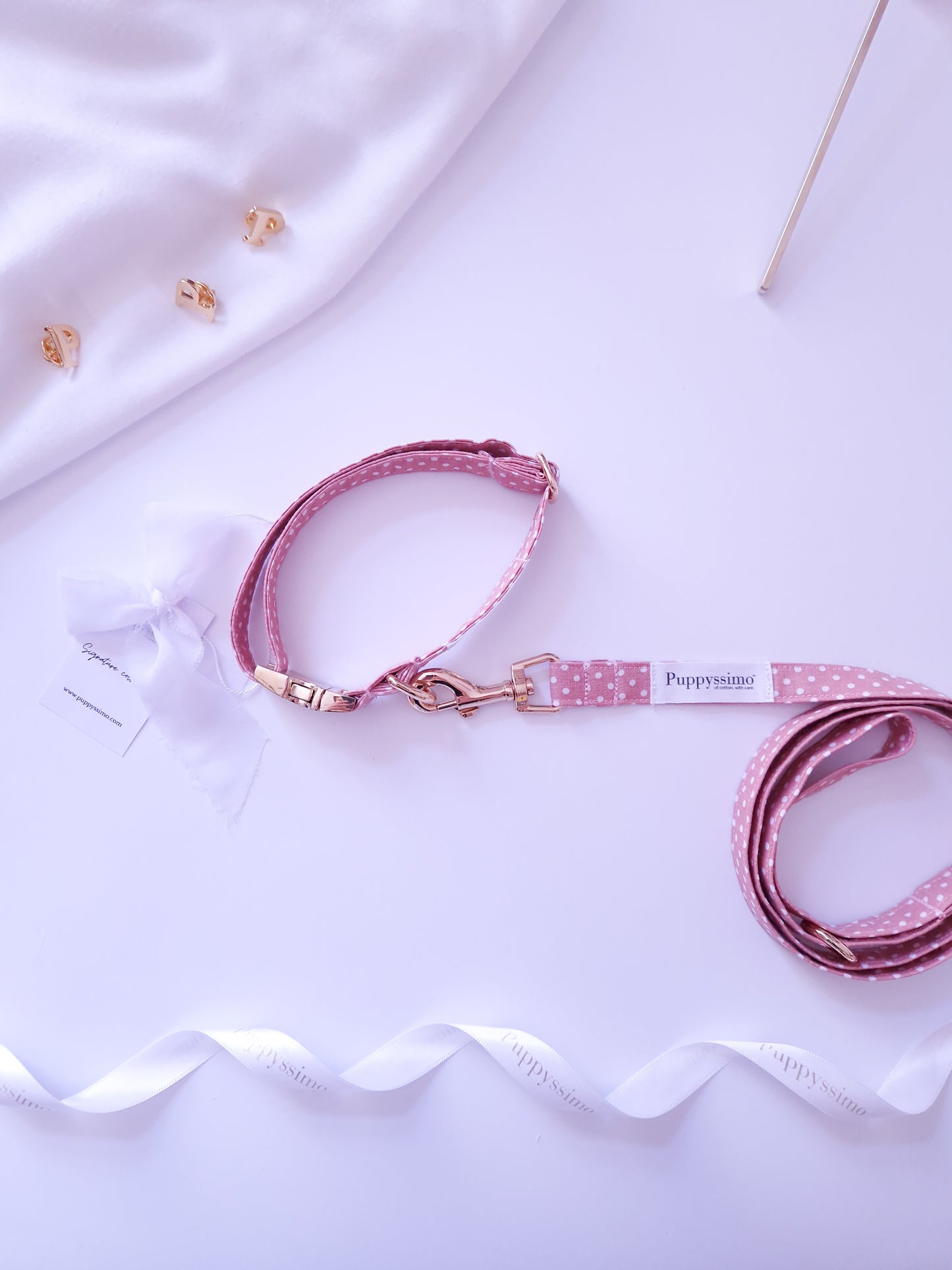 DOG COLLAR - DUSTY ROSE DOTS