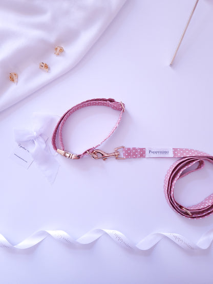 DOG COLLAR - DUSTY ROSE DOTS
