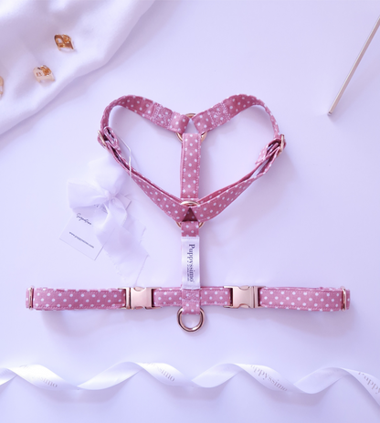 DOG HARNESS - DUSTY ROSE DOTS