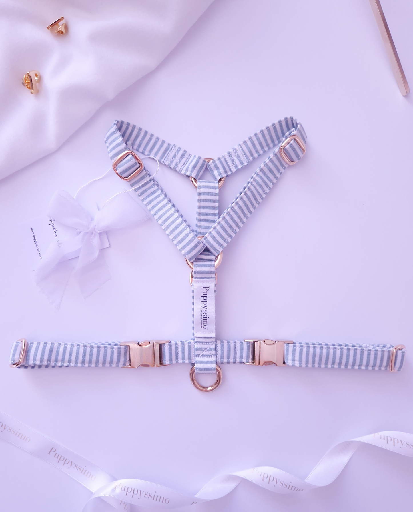 DOG HARNESS - MINTY STRIPES