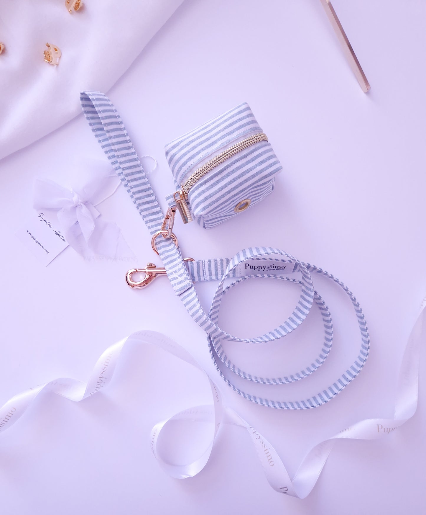 DOG LEASH - MINTY STRIPES