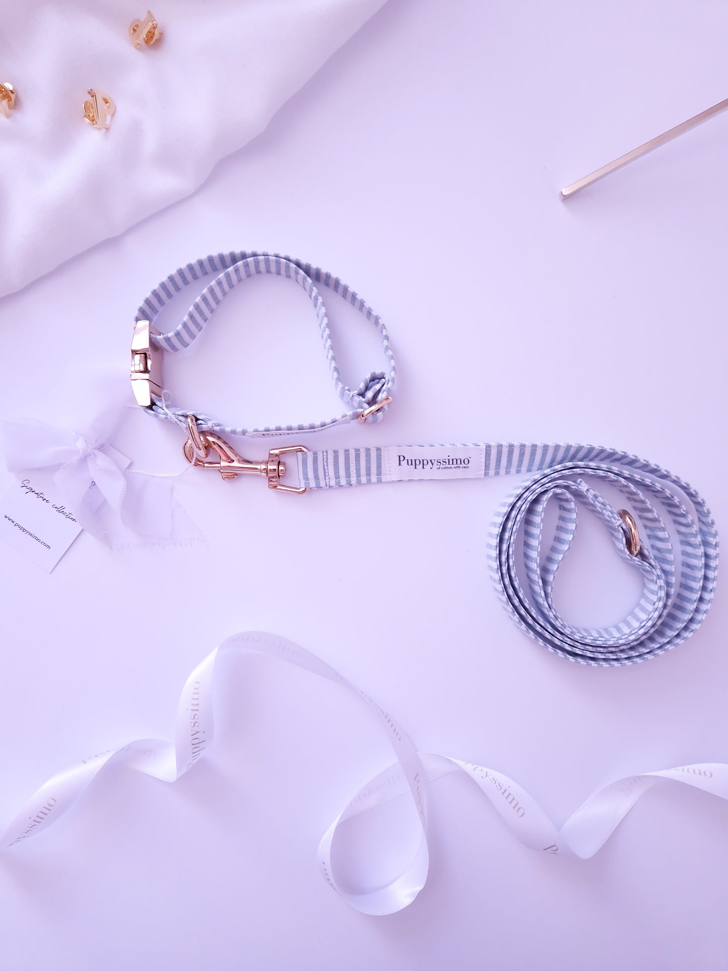 DOG LEASH - MINTY STRIPES