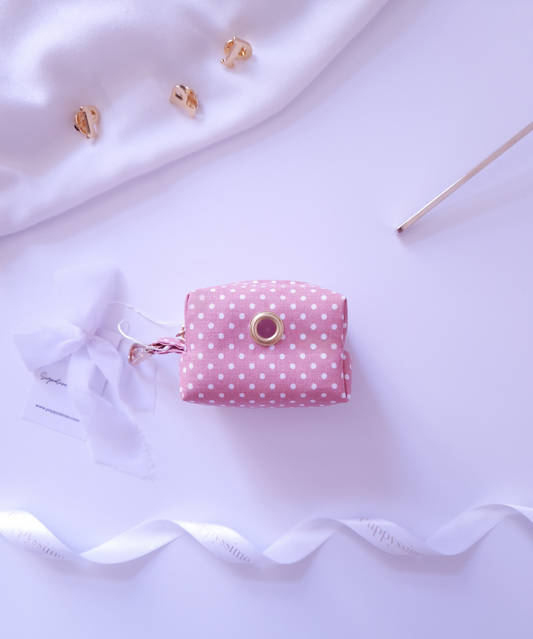 POOP BAG DISPENSER - DUSTY ROSE DOTS